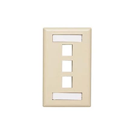 Versatap Faceplate With I.D. Windows, 3-Port, Ivory